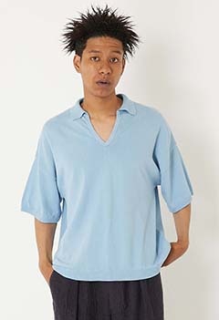 オーガニックカミイトコットン ポロネックプルオーバー