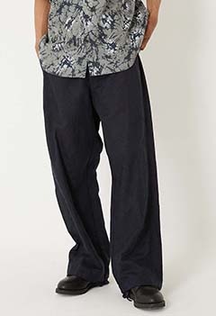 リネンミックス ガラスパターン ドローパンツ