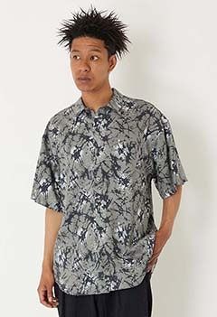 Tencel glass print short-sleeve shirt