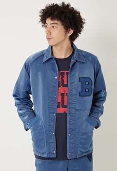 インディゴナイロンコーチジャケット