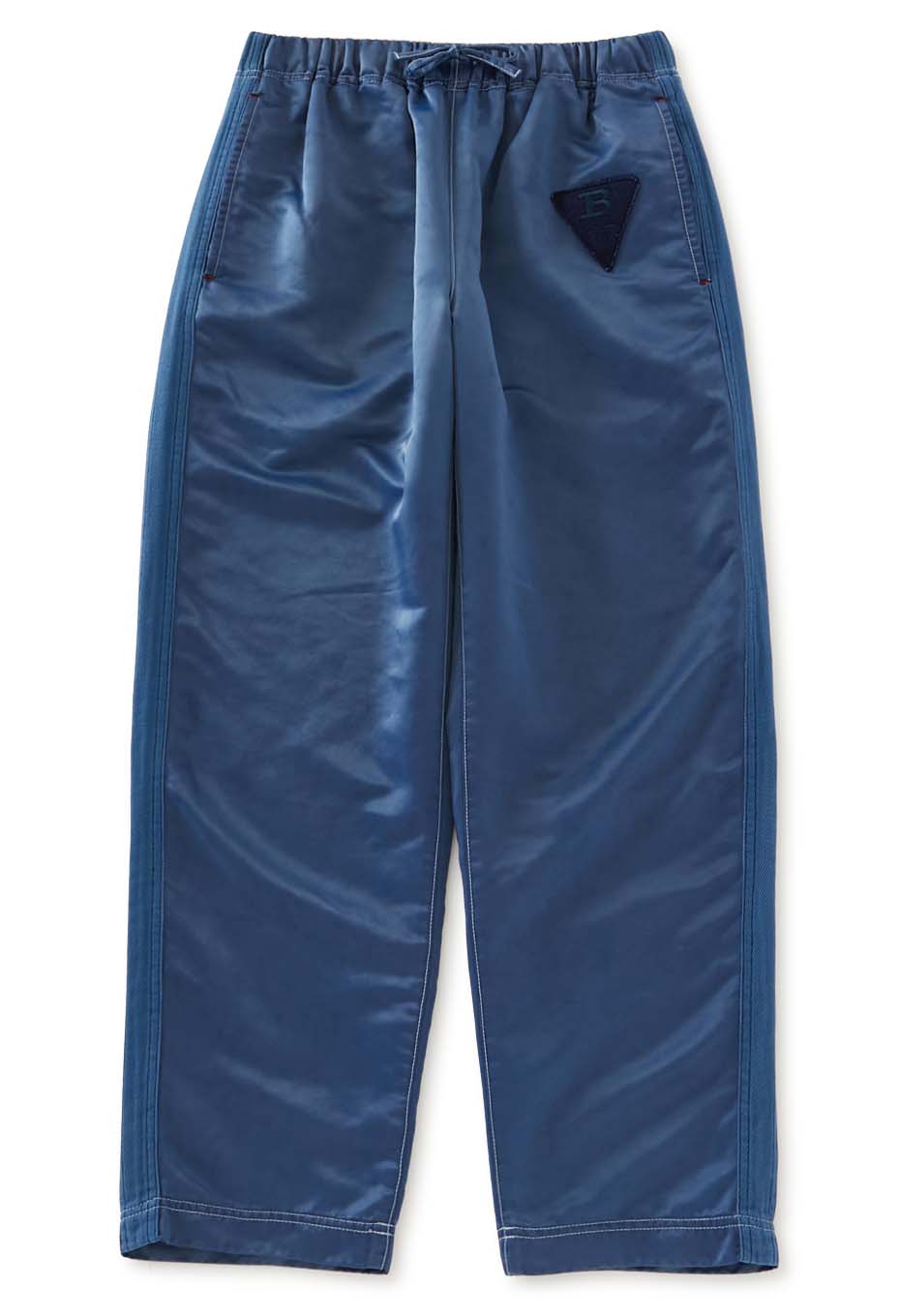 インディゴナイロン サイドライントラックパンツ