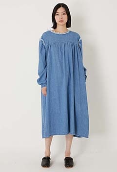 デニムフリンジワンピース