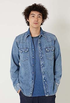 ロングホーンウォッシュ ウエスタンシャツ