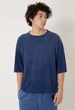 インディゴスラブテンジク ハンドリペア ハーフスリーブTシャツ