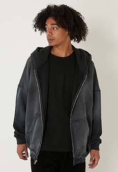 MOOJI MOOJI /オーバーサイズ ジップアップフーディ AGED