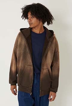 MOOJI MOOJI /オーバーサイズ ジップアップフーディ AGED