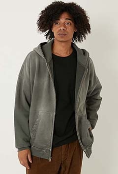 MOOJI MOOJI /オーバーサイズ ジップアップフーディ AGED