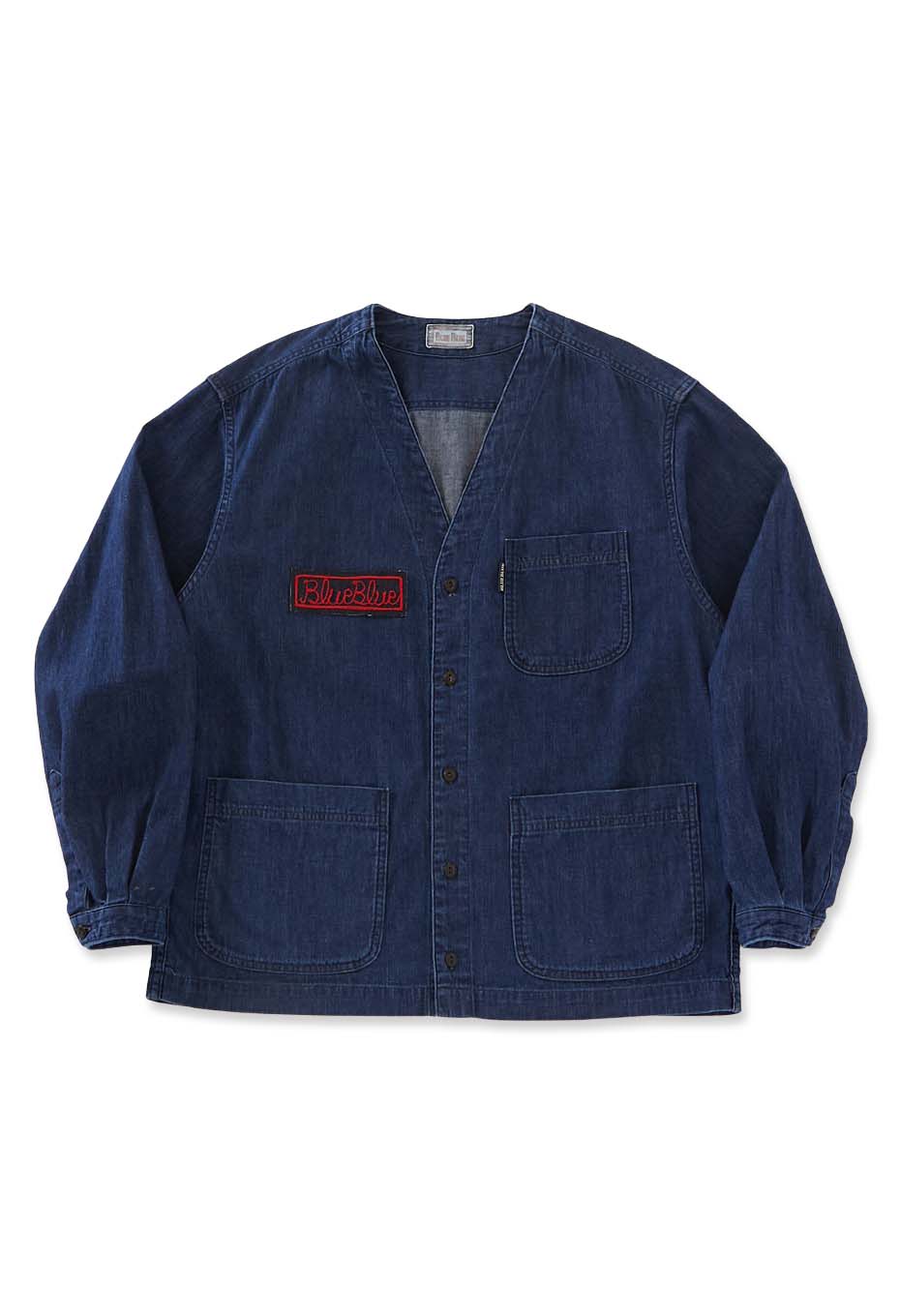 ライトデニム ハンドルBLUE BLUE パッチシャツカーディガン