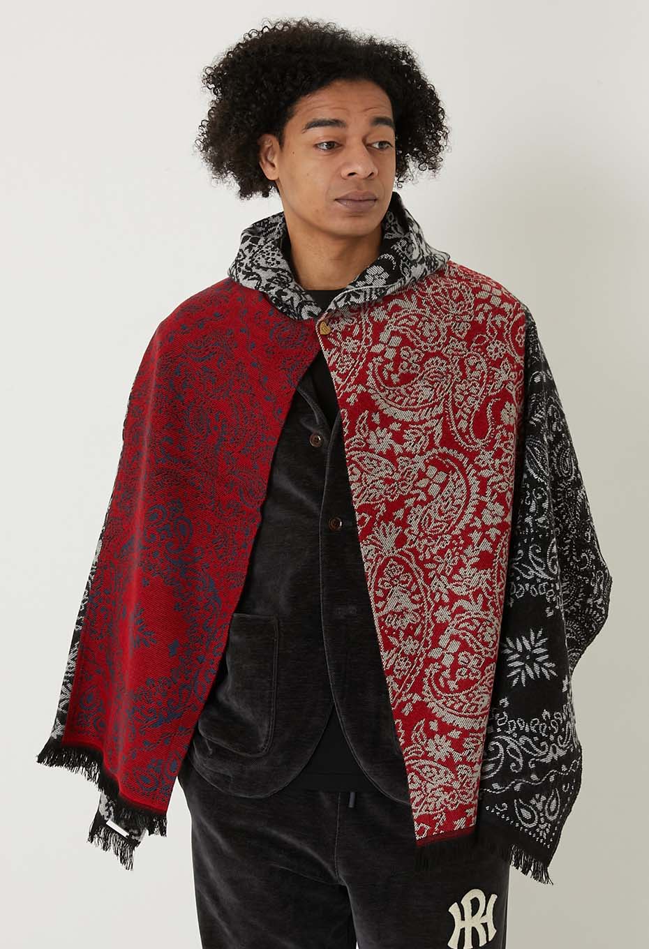 ストールリメイク フードポンチョ