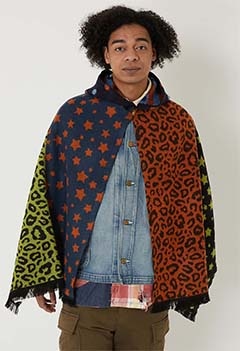 ストールリメイク フードポンチョ