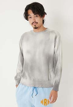 スーパーストレッチ ユーズドウォッシュ クルーネックスウェット