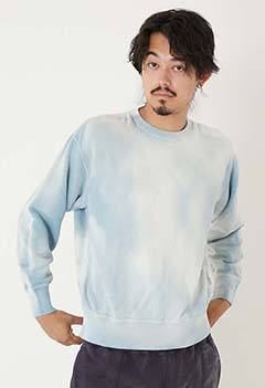 スーパーストレッチ ユーズドウォッシュ クルーネックスウェット
