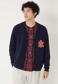 ループヤーンスプリングニットLOGOカーディガン