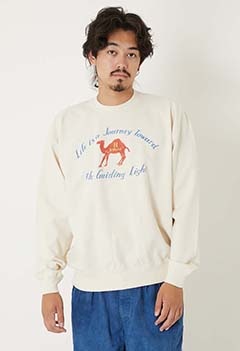 WWスラブインレー ジャーニーキャメルカラーフロッククルーネックプルオーバー