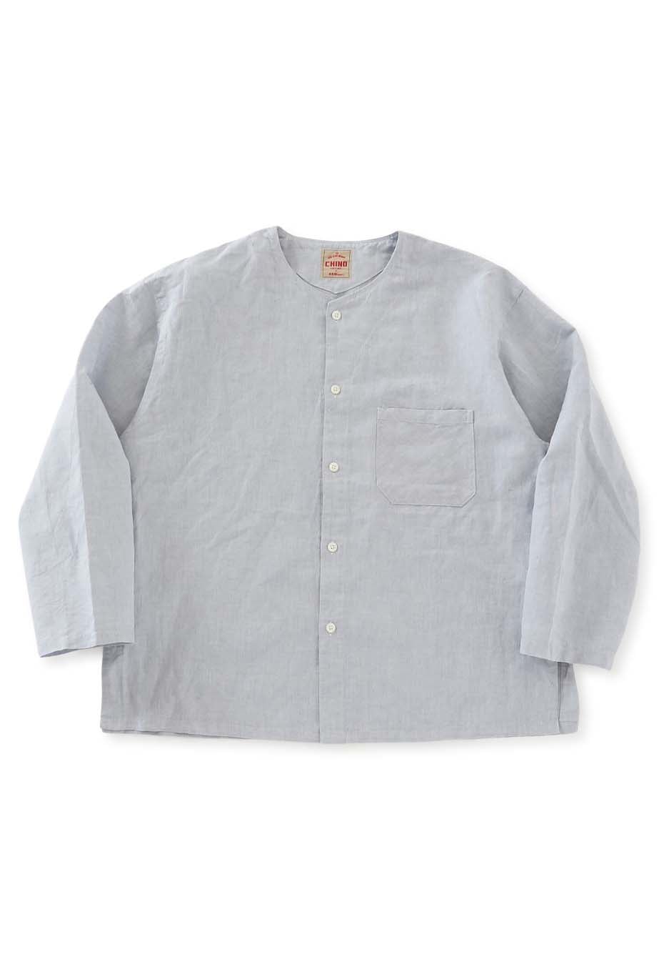 オーコットンヘンプ ノーカラーシャツ