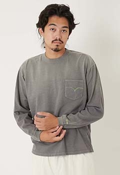 WWスラブテンジク ユーズドウォッシュ ポケットロングスリーブTシャツ