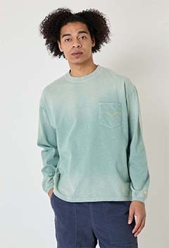 WWスラブテンジク ユーズドウォッシュ ポケットロングスリーブTシャツ