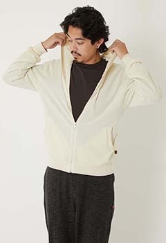 モールヤーンスプリングニットフーディ