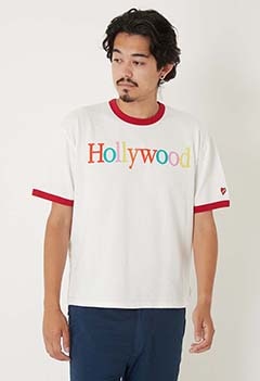 ガーゼウラケ リンガーカラフルプリントショートスリーブTシャツ