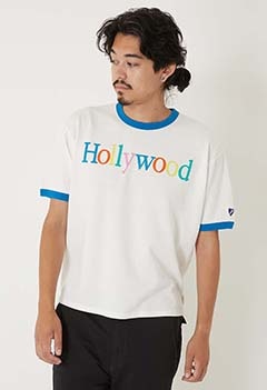 ガーゼウラケ リンガーカラフルプリントショートスリーブTシャツ