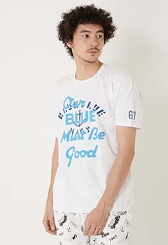 OUR BLUE MUST BE GOOD オーバープリントTシャツ