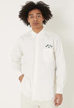 B BLUE 67 チェーンエンブロイダリー ワークオックスボタンダウンシャツ