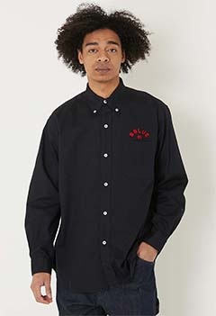 B BLUE 67 チェーンエンブロイダリー ワークオックスボタンダウンシャツ