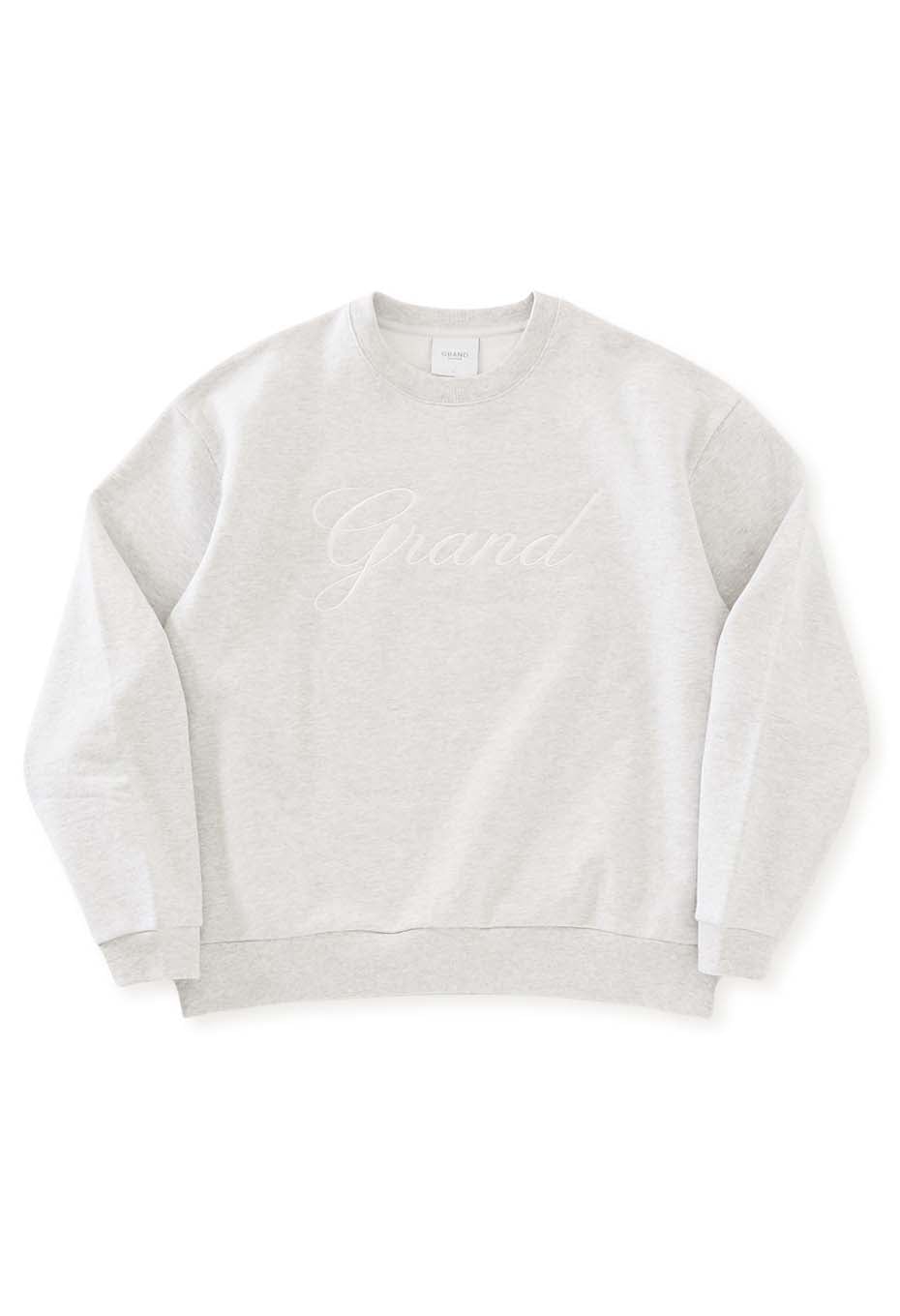 GRAND COLLECTION /ビッグスクリプト クルーネックスウェットシャツ ASH GREY