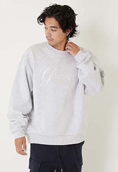 GRAND COLLECTION /ビッグスクリプト クルーネックスウェットシャツ ASH GREY