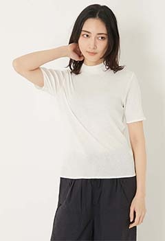 TICCA /コットンシルクハイネック半袖Tシャツ