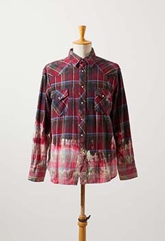 VINTAGE WRANGLER BLEACHED CHECK FLANNELSHIRT