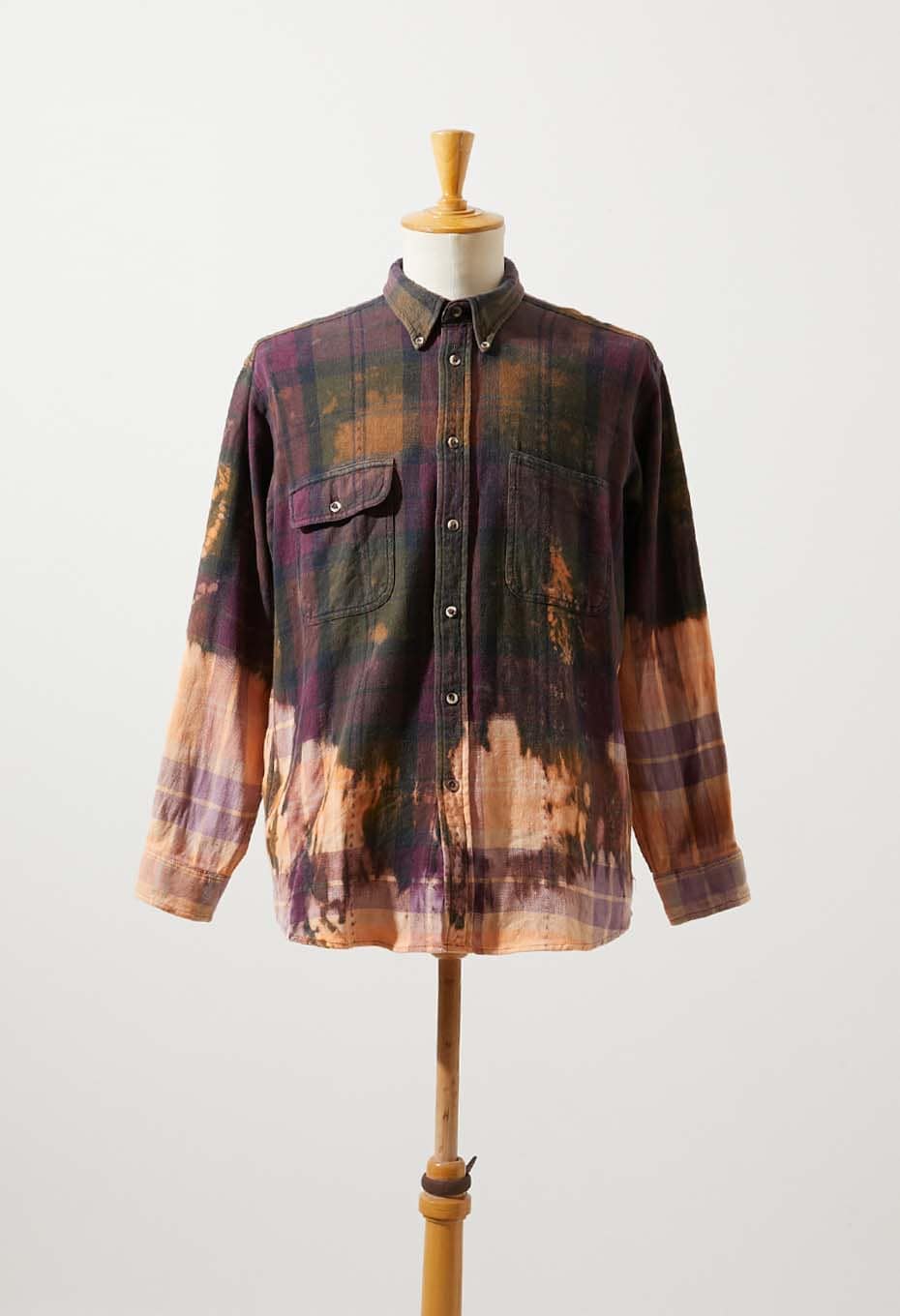 VINTAGE BLEACHED CHECK FLANNEL SHIRT 1