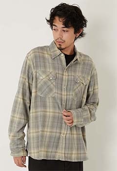 WYTHE /ウォッシュドフランネル パールスナップシャツ
