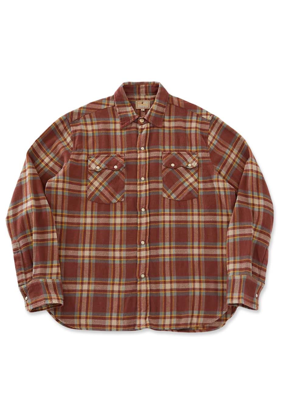 WYTHE /ウォッシュドフランネル パールスナップシャツ