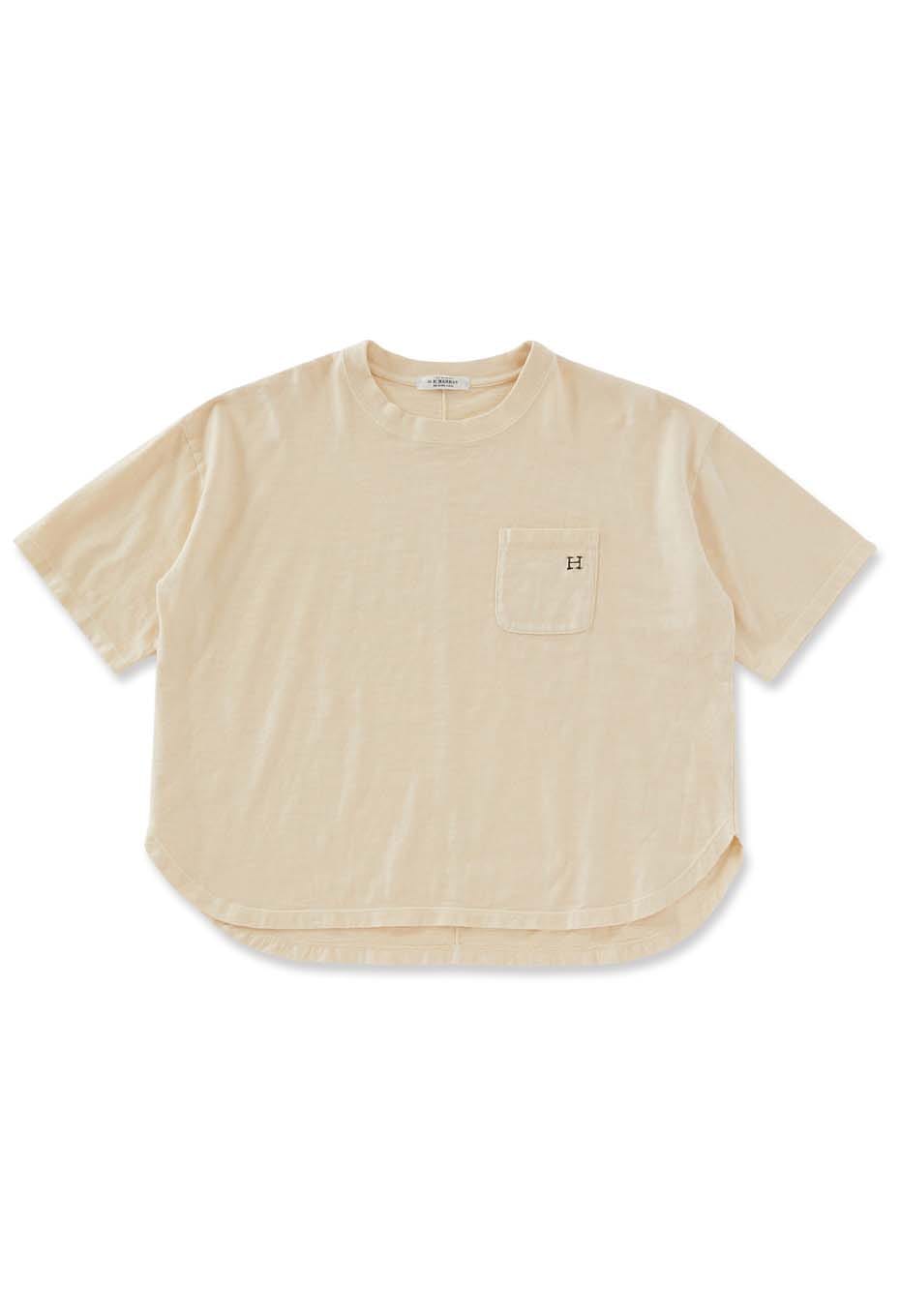 WWスラブテンジク Hエンブロイダリー ラウンドヘムショートスリーブ Tシャツ