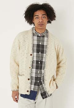 スラブヤーン ハンドステッチカーディガン