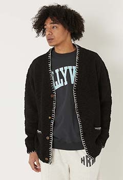 スラブヤーン ハンドステッチカーディガン