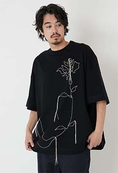 SHINYA KOZUKA /ムーンフラワー スティッチ Tシャツ