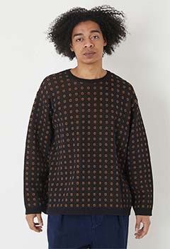 NEZU YOHINTEN /パターン ジャカードロングスリーブニットシャツ