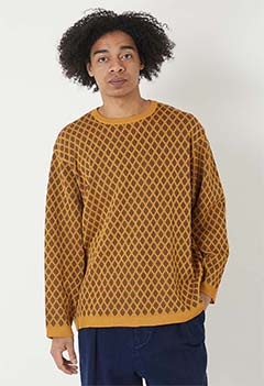 NEZU YOHINTEN /パターン ジャカードロングスリーブニットシャツ