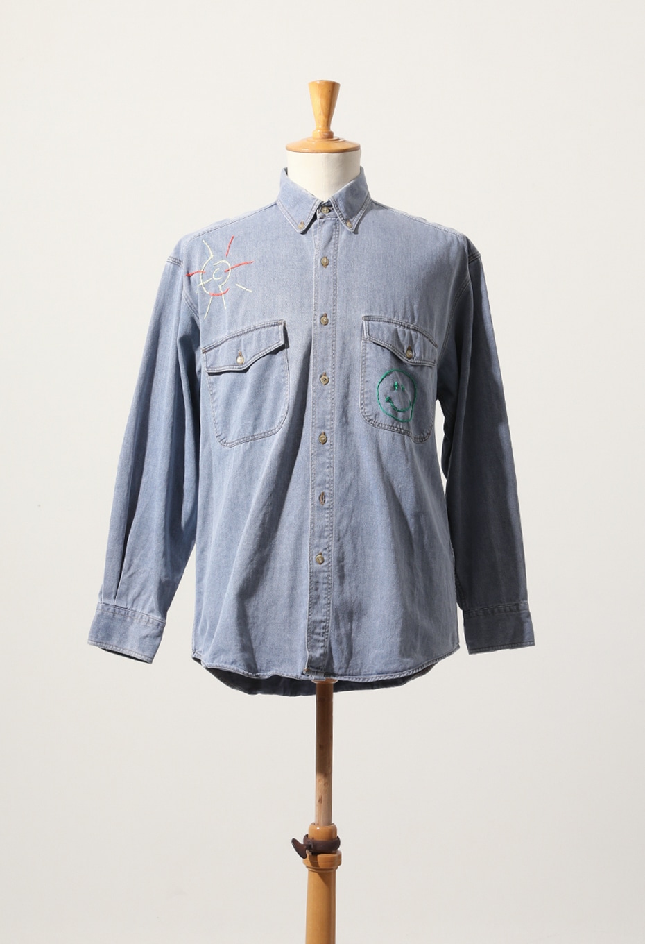 VINTAGE OLD GAP SMILE SUN EMBROIDERY DENIM SHIRT