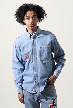 VINTAGE OLD GAP POCKET EMBROIDERY DENIM SHIRT