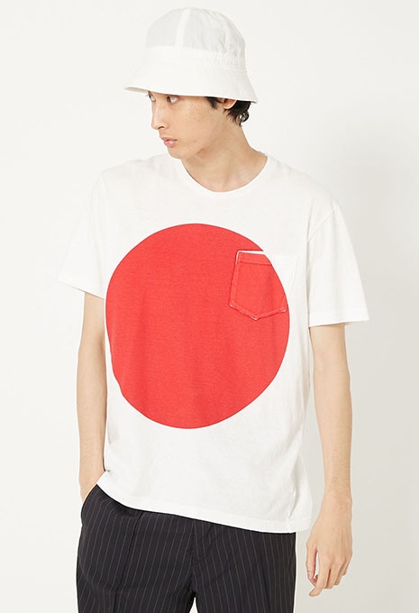 uneven thread plain stitch Omaru crew neck Pocket T-shirts