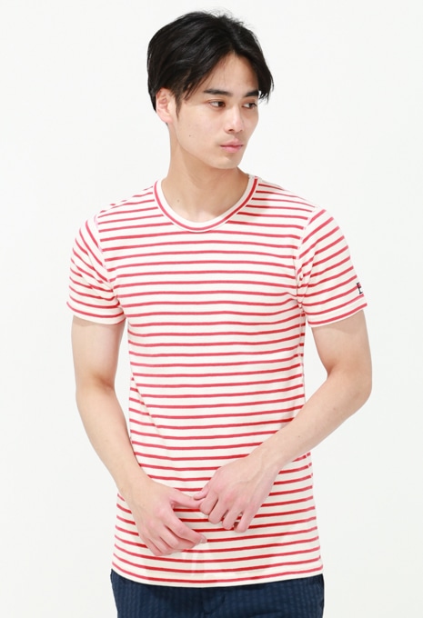 stretch fraise horizontal stripe Short Sleeve T-shirt
