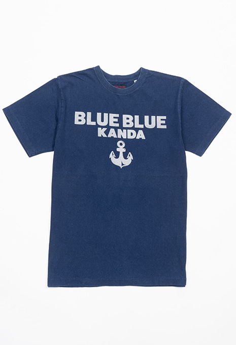 BLUEBLUE KANDA ANCHORロゴ インディゴ Tシャツ