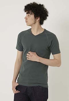 Stretch Fraise V-neck Short Sleeve T-shirt
