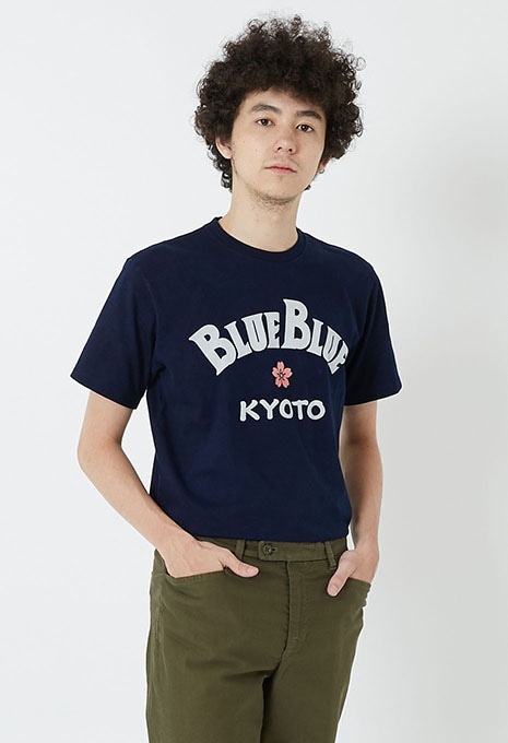BLUE BLUE KYOTO ロゴ インディゴTシャツ