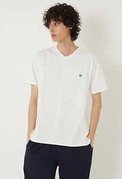 H Embroidered v-neck Short Sleeve T-shirts