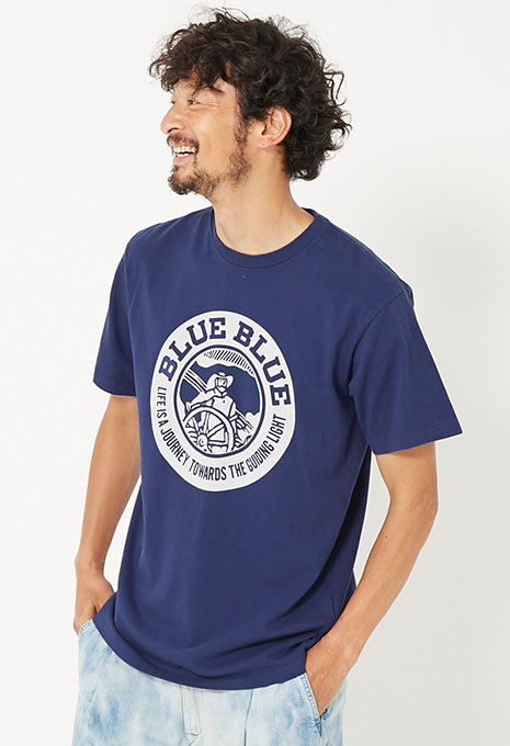 BLUE BLUE FISHERMANプリントショートスリーブTシャツ