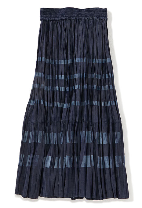 Indigo horizontal stripe bassen Cupra Pleated Skirt